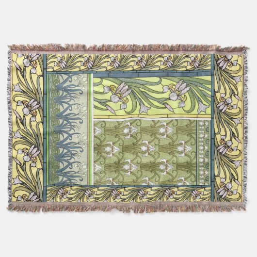 Kunst Nouveau Iris-Blumen-BlumengartenThrow Decke (Vorderseite)