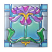 Kunst Nouveau Iris-Buntglas Fliese (Vorderseite)