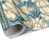 Kunst Nouveau Iris im Blau Geschenkpapier (Rolleneckpunkt)