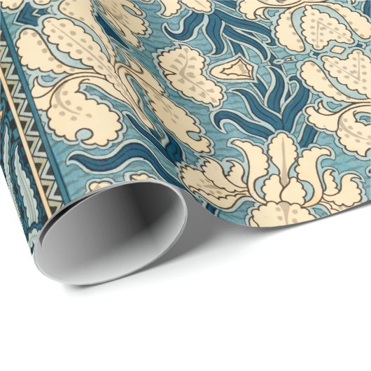 Kunst Nouveau Iris im Blau Geschenkpapier (Rolleneckpunkt)