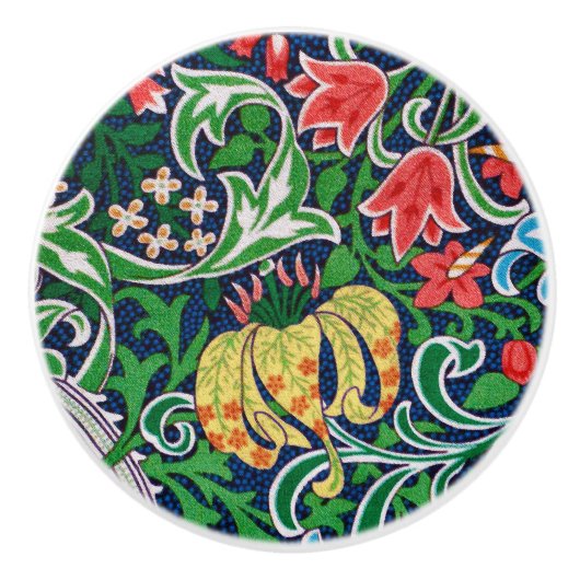 Kunst Nouveau Jacobean Blumen-, Smaragdgrün Keramikknauf (Vorderseite)