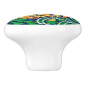 Kunst Nouveau Jacobean Blumen-, Smaragdgrün Keramikknauf (Seitenansicht)