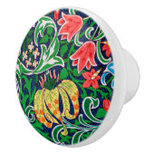 Kunst Nouveau Jacobean Blumen-, Smaragdgrün Keramikknauf (Rechts)
