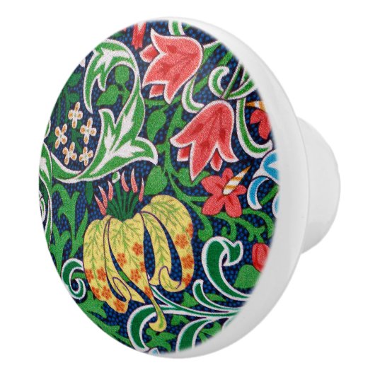 Kunst Nouveau Jacobean Blumen-, Smaragdgrün Keramikknauf (Rechts)