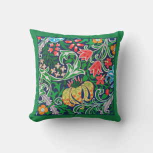Kunst Nouveau Jacobean Blumen-, Smaragdgrün Kissen