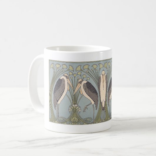 Kunst Nouveau Kran-Tasse Kaffeetasse (Vorderseite Links)