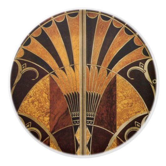 Kunst Nouveau, Kunst-Deko, Vintage, multi hölzerne Keramikknauf (Vorderseite)