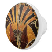 Kunst Nouveau, Kunst-Deko, Vintage, multi hölzerne Keramikknauf (Rechts)