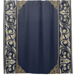 Kunst nouveau, Marineblau, Gold, Antike, Schönheit Duschvorhang