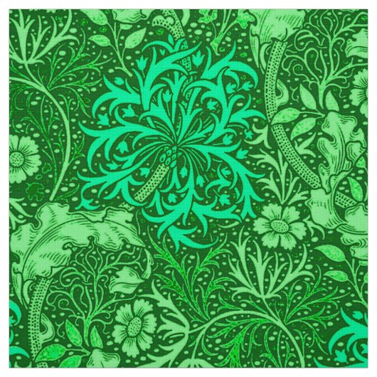 Kunst Nouveau Meerespflanze mit Blumen, Stoff (Muster)