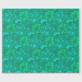 Kunst Nouveau Meerespflanze mit Blumen, Türkis und Geschenkpapier (Flach)