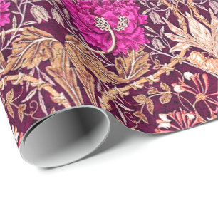 Kunst Nouveau mit Blumen, Pflaume, Beige und Deep Geschenkpapier