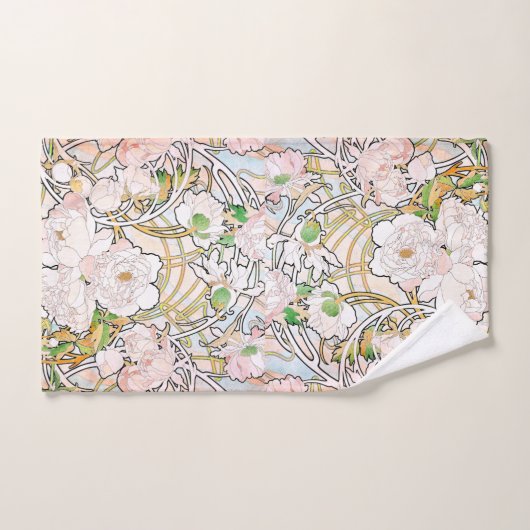 Kunst Nouveau Mucha Badhandtuch Set (Handtuch)