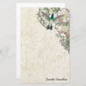 Kunst Nouveau Mucha Blumen-Kolibri-Briefpapier Briefpapier (Vorne/Hinten)