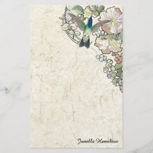 Kunst Nouveau Mucha Blumen-Kolibri-Briefpapier Briefpapier