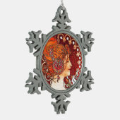 Kunst Nouveau Mucha Dame Snowflake Ornament (Links)