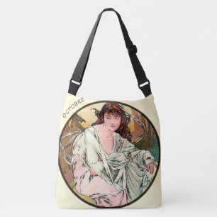 Kunst Nouveau Mucha Kalender Oktober Tragetaschen Mit Langen Trägern