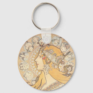 Kunst Nouveau ~ Mucha ~ LA-FEDER Schlüsselanhänger