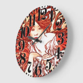Kunst Nouveau Mucha Wanduhr Damen-Bike Big Number (Winkel)