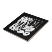 Kunst Nouveau Narzissen-Monogramm-Keramik-Fliese Fliese (Seite)