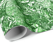 Kunst Nouveau Pfau-Druck, Forest Green Geschenkpapier (Rolleneckpunkt)