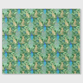 Kunst Nouveau Pfau-Druck, Kobalt-Blau u. Grün Geschenkpapier (Flach)