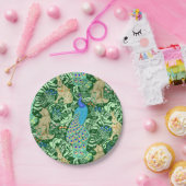 Kunst Nouveau Pfau-Druck, Kobalt-Blau u. Grün Pappteller (Party)