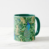 Kunst Nouveau Pfau-Druck, Kobalt-Blau u. Grün Tasse (VorderseiteRechts)