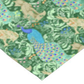 Kunst Nouveau Pfau-Druck, Kobalt-Blau u. Grün Tischdecke (Schrägansicht)