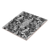 Kunst Nouveau Pfau-Druck, Schwarzweiss Fliese (Seite)