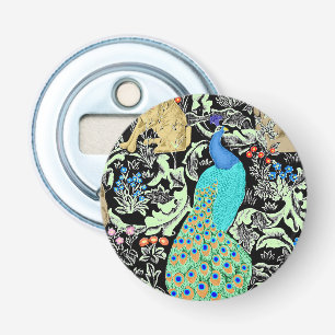 Kunst Nouveau Pfau-Druck, Türkis u. neutrale Flaschenöffner