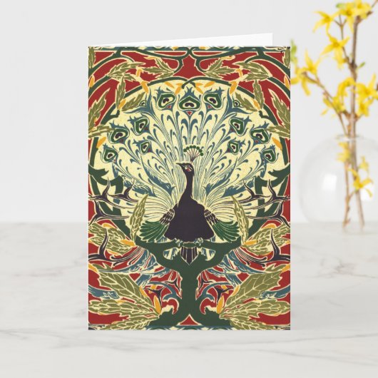 Kunst Nouveau Pfau Karte (Gelbe Blume)