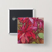 Kunst Nouveau Poinsettia-Weihnachtsknopf-Button Button (Vorne & Hinten)