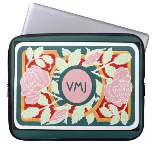 Kunst Nouveau Rebe w/Monogram Laptopschutzhülle (Vorderseite)