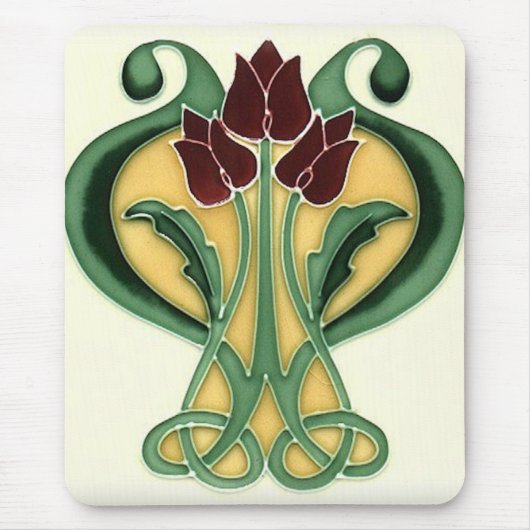 Kunst Nouveau Rosen-Fliese Mousepad (Vorne)