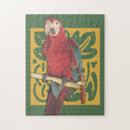 Kunst Nouveau Rot-Papagei Puzzle