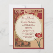 Kunst Nouveau rote Amaryllis u. Dame Brautparty Einladung (Rückseite)