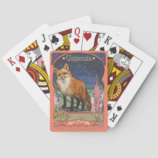 Kunst Nouveau roter Fox und Blumen Spielkarten (Rückseite)