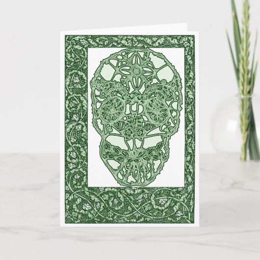 Kunst Nouveau Schädel Green Day der Toten Karte (Vorderseite)