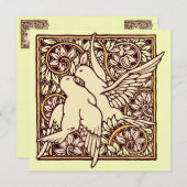 Kunst Nouveau Schildkröte-Tauben, die Einladung (Vorne/Hinten)