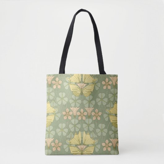 Kunst Nouveau Schmetterling und Blume Tasche (Vorderseite)