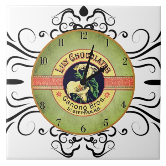Kunst nouveau Schokoladenuhr-Keramikfliese Fliese (Vorderseite)