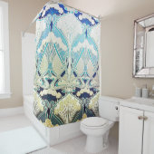 Kunst nouveau, Silber, Grün, Beige, Naturfarben, Duschvorhang (Beispiel)