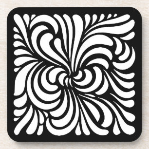 Kunst-Nouveau Stylized Blätter, Schwarzweiss Getränkeuntersetzer