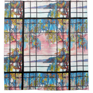 Kunst Nouveau Tiffany beflecktes Duschvorhang