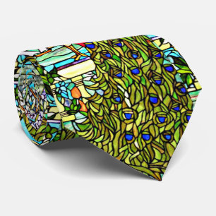 Kunst Nouveau Tiffany Buntglas-Fenster-Pfau Krawatte