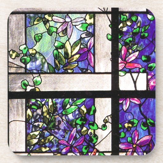 Kunst Nouveau Tiffany Buntglas-Natur Untersetzer (Vorderseite)