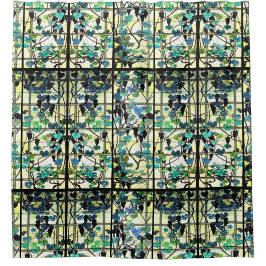 Kunst Nouveau Tiffany Buntglas-Weinberg-Trauben Duschvorhang (Vorderseite)
