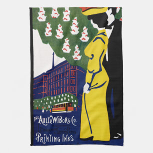 Kunst Nouveau Tinten-Anzeige Geschirrtuch