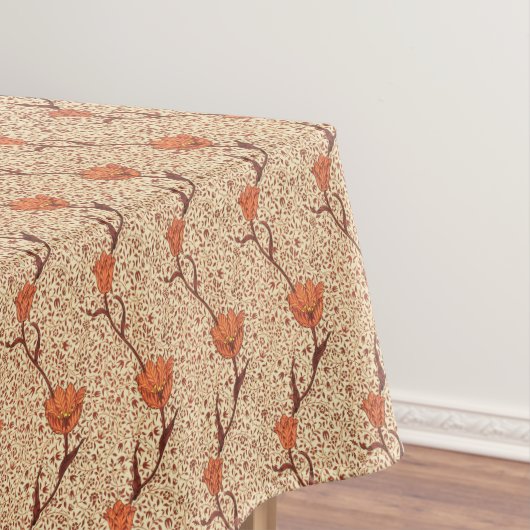 Kunst Nouveau Tulpe-Damast, korallenrotes Orange Tischdecke (Beispiel)